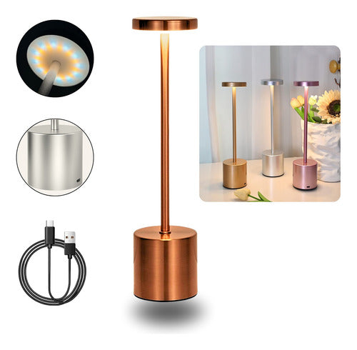 Luminária Abajur Touch Led Portátil S/ Fio Recarregável Luxo