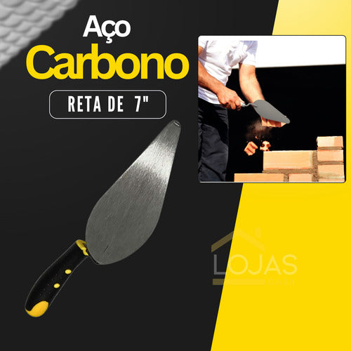 Colher De Pedreiro Jardim Canteiro Reta 7   Aço Profissional