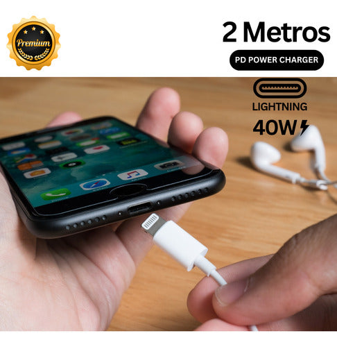 Carregador Fonte Turbo 35w Para iPhone 12 13 14 Com Cabo 2m