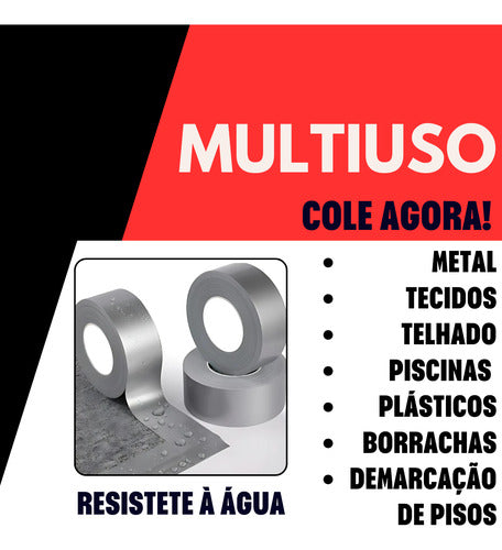 Rolo Fita Adesiva Silver Tape Multiuso Prova D'água 18m
