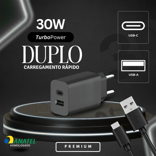 Carregador 30w Usb-c  Para Moto Edge, Razr, G84, G73,linha G