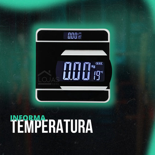 Balança Digital Vidro Temp Moderna Até 180 Kg Com Termômetro