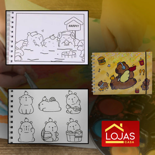 Livro Para Colorir Pintura Desenho Cute Capivara Goods