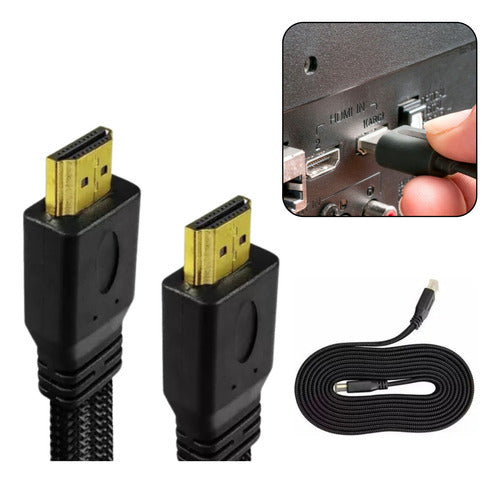 Cabo Hdmi 5 Metros Flat Blindado 3d Full Hd Para Tv Game Pc
