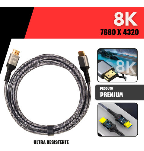 Cabo Hdmi 2m 8k 60hz Ultra Hd 2.1 4k 120hz Monitor Ps5 Xbox
