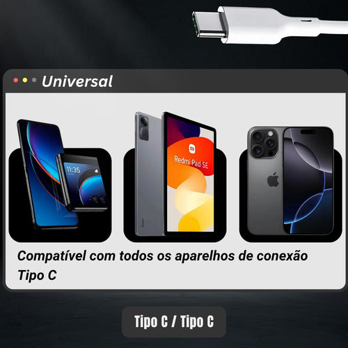 Cabo Carregador Tipo C 60w Turbo Para Samsung S24 A05 A15