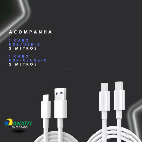 Carregador Duplo 48w Para Samsung 2 Cabos 2m E 2m Super Fast