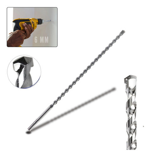Broca 30cm  6 Mm Videa Longa Para Concreto Parede Alvenaria