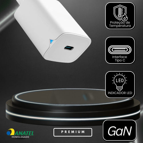 Fonte Carregador Premium Gan Para iPhone Usb-c Garantia 1ano