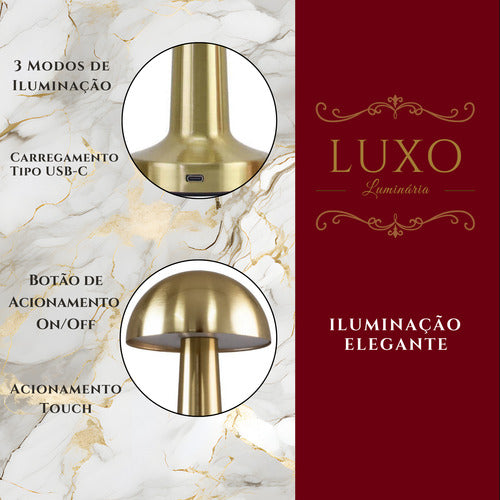 Luminária Mesa Abajur Led Ajustavel Sem Fio Recarregável