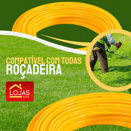 Fio De Nylon Roçadeira Cortar Grama 3mm Quad 15m Amarelo
