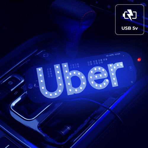 Placa Led Carro Uber Letreiro Motorista De Aplicativo App