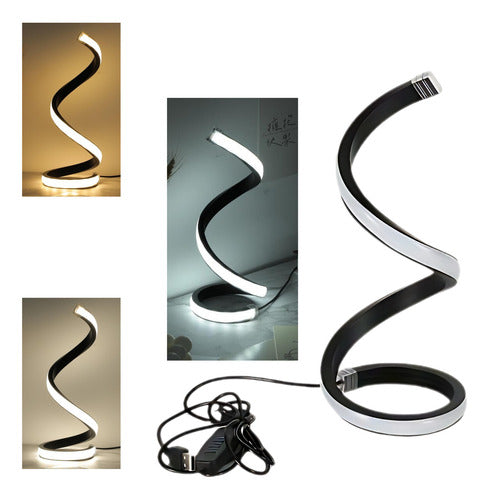Luminária De Mesa Led Em Espiral Com 3 Tipos De Temperatura