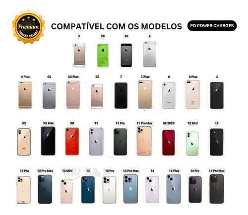 Carregador Fonte Turbo 35w Para iPhone 12 13 14 Com Cabo 2m