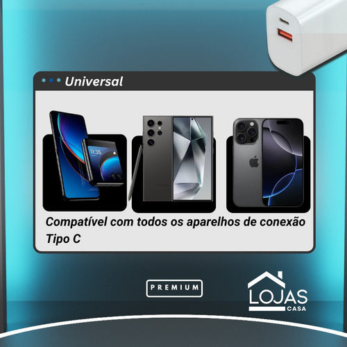 Fonte Carregador Duplo 30w P/ Samsung Cabo Super Fast Usb C