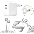 Carregador 50w Usb-c Duplo Para iPhone 15 Pro Max + 2 Cabos