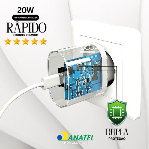 Fonte Carregador Para iPhone Usb-c Turbo Caixinha 20w