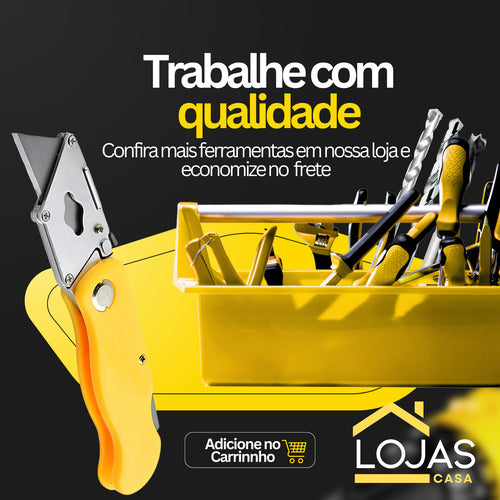 Estilete Dobrável Portátil 3 Lâminas Profissional Leve Bolso
