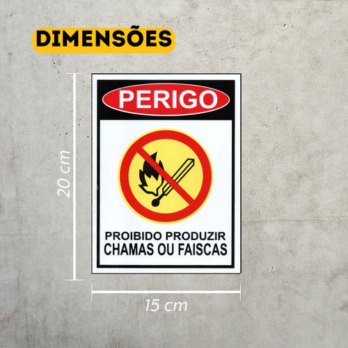 Kit 2 Placa Proibido Chamas Ou Faísca Para Empresa