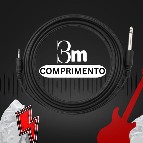 Cabo De Som P10 X P2 Fone Mesa Violão Profissional 3 Metros