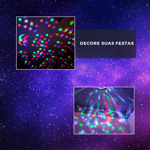 Lâmpada De Festa Led Rgb Giratória Colorida Céu Estrelado