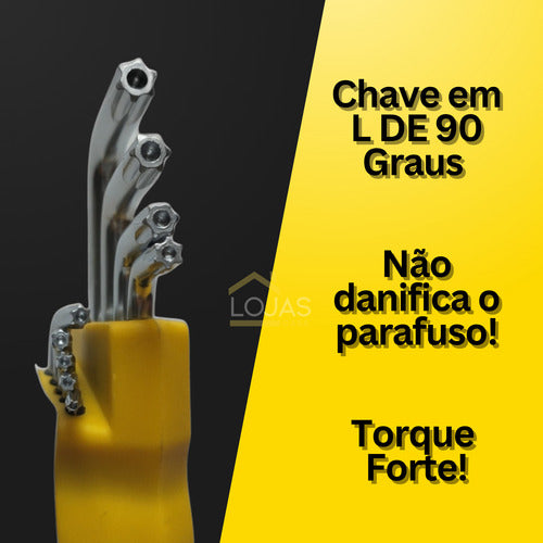 Jogo De Hexalobular Chaves L Torxs Longa 9 Peças T10 Até T50