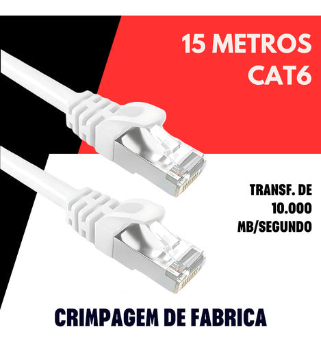 Cabo De Rede 15 Metros Lan Internet Crimpado Rj45 Cat6 Veloz