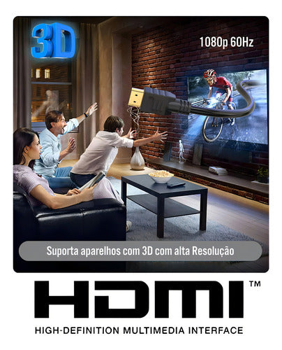 Cabo Hdmi Alta Velocidade 10m Preto Ethernet 1080p Tv Ps3 Ps4 Xbox Pc Lojas Casa