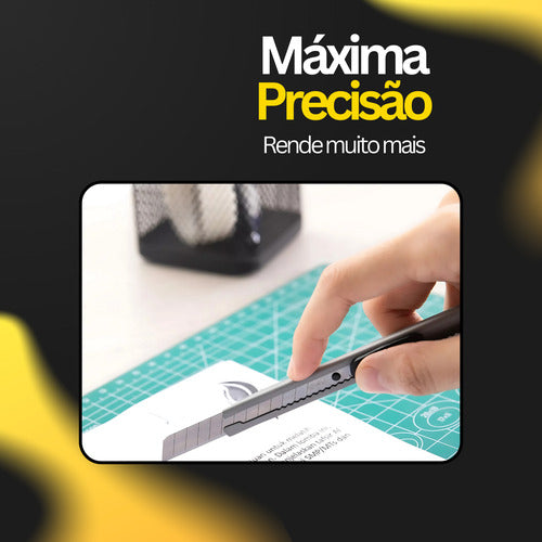 Kit 3 Estilete Profissional 18mm Com Trava 3 Lâminas Reserva