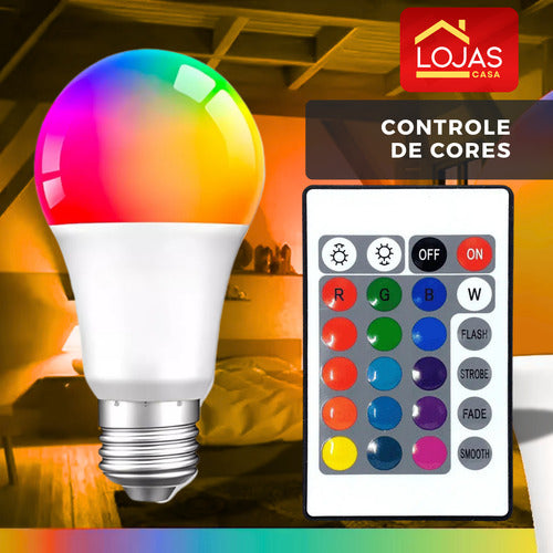 Lâmpada Led Rgb E27 Colorida 10w Festa Casa E Decoração