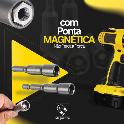 Kit 5 Ponteiras Bits Soquete Canhão Sextavado 1/4 6mm Parafu