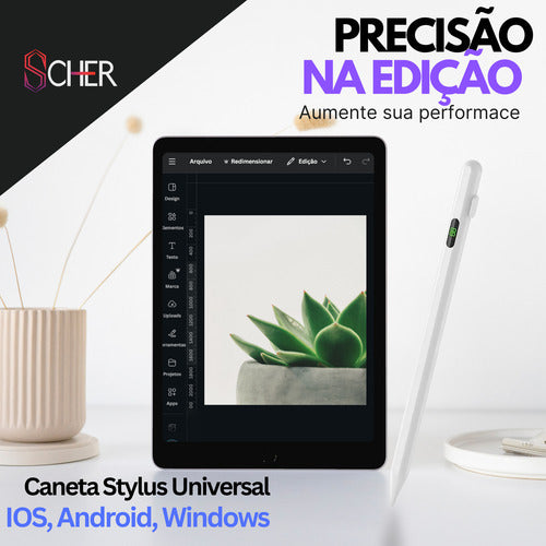 Caneta Para Tablet Pc Celular Android Ios Windows Com Led