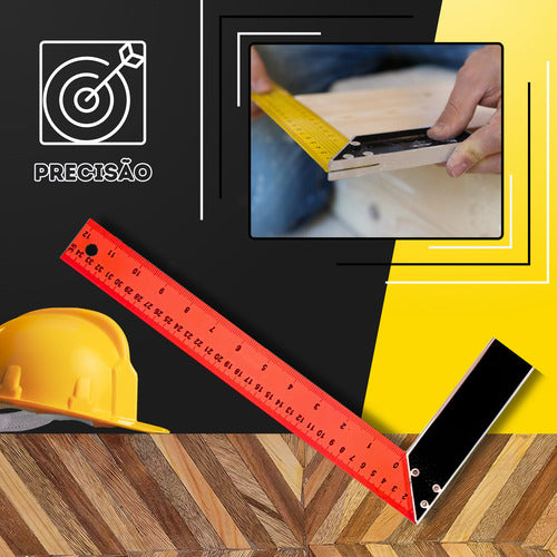 Esquadro Metálico 35cm 12pol Para Marcenaria E Serralheria