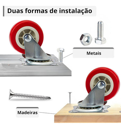 Kit 4 Rodas Giratórias E Rodizios Reforçado Capacidade 120kg