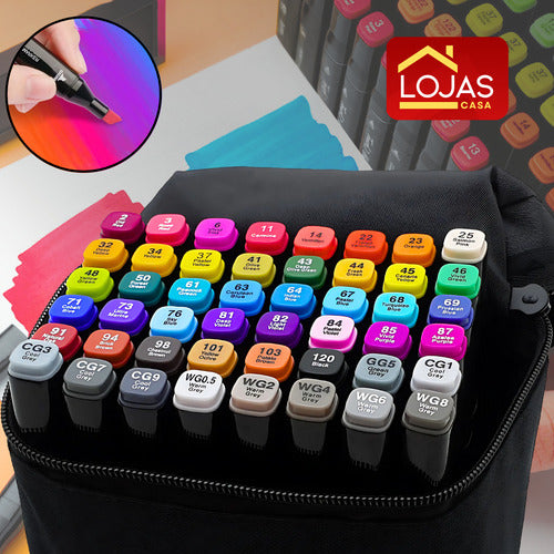 Kit Estojo 48 Canetas Canetinhas + 1 Livrinhos Colorir Goods