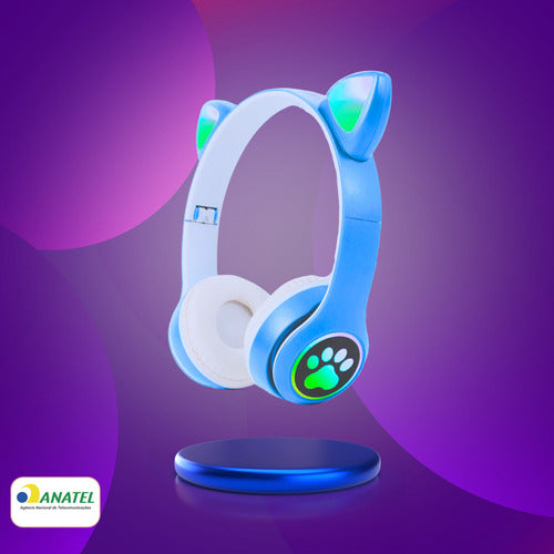 Fone De Ouvido Gatinho Fofinho Bluetooth Led Cat Headset