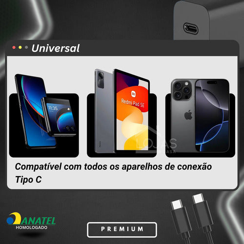 Carregador 50w Usb-c Turbo Para Moto Edge, Razr, G84, G73, G
