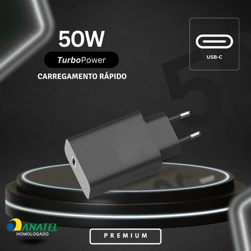 Carregador 50w Usb-c Turbo Para Moto Edge, Razr, G84, G73, G
