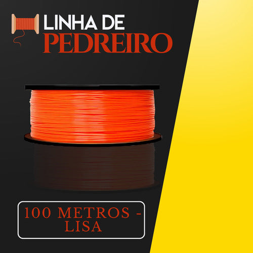 Linha De Pedreiro Nylon Lisa 0,80mm Obras Laranja 100metro
