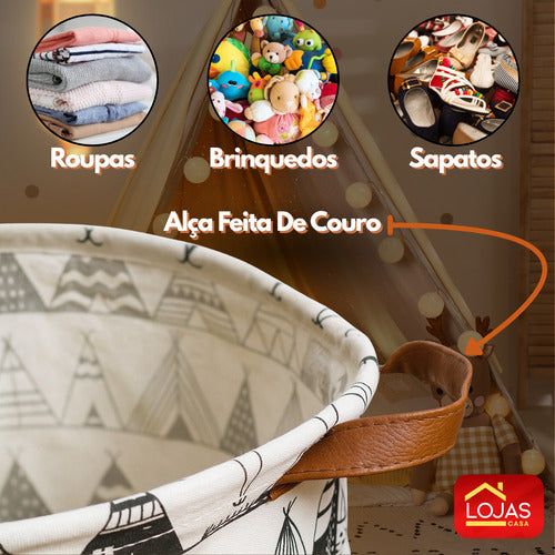 Cesto Organizador Multiuso Roupa Suja Dobrável Estampa