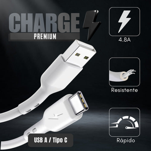 Cabo Turbo Tipo C Para Motorola G9 Ao G84 Edge 4.8a Rápido