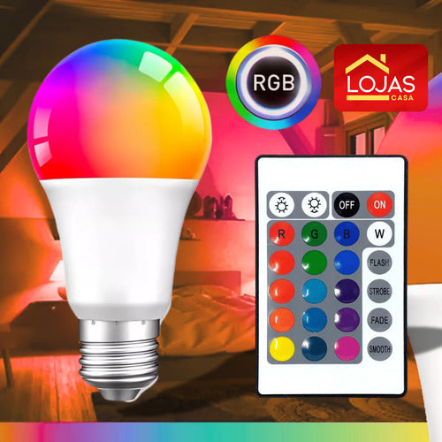 Lâmpada Led Rgb E27 Colorida 10w Festa Casa E Decoração
