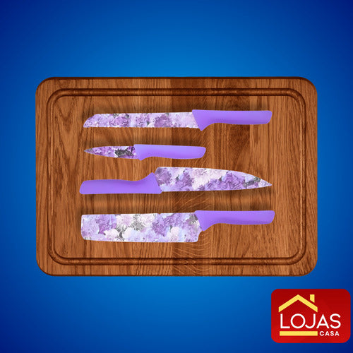 Jogo De Facas 6 Peças Cozinha Chef Churrasco Multiuso Lâmina
