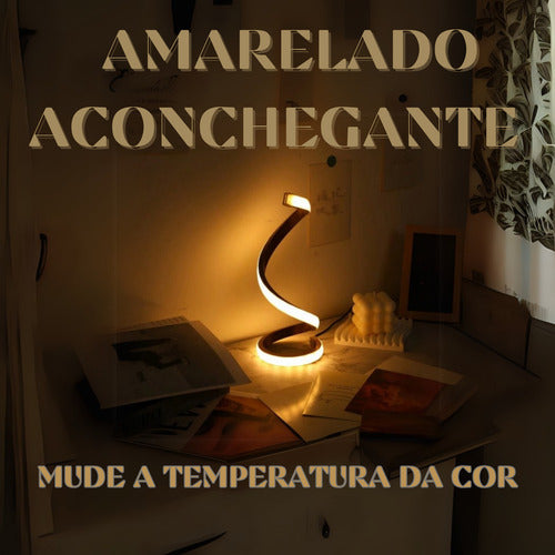 Luminária De Mesa Led Em Espiral Com 3 Tipos De Temperatura
