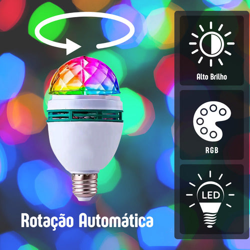 Lâmpada De Festa Led Rgb Giratória Colorida Globo De Luz