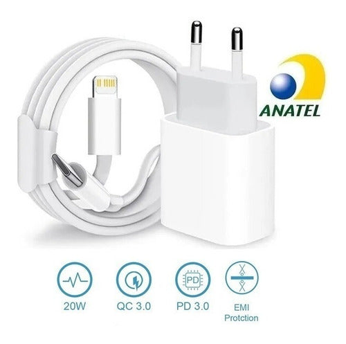 Fonte Carregador Tomada Tipo C 20w Para iPhone 11 12 13 Usbc Cor Branco