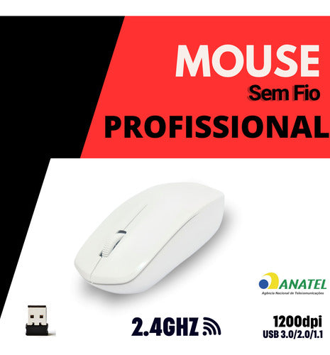 Mouse Sem Fio Sensor Óptico Profissional Confortável Cmos Un
