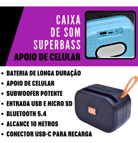 Caixa De Som Portatil Bluetooth Com Apoio Extreme Superbass