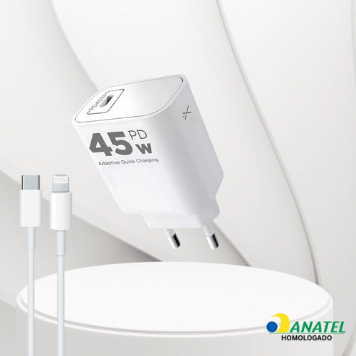 Fonte Carregador + Cabo P/ iPhone X Xr 11 12 13 14 45w Luxo