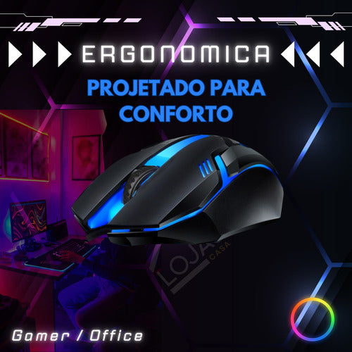 Mouse Gamer Rgb Óptico Antiderrapante Jogo Ágil Ergonônico